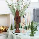 Chunful 3 Pcs Flocked Neutral Christmas Nutcracker Figure 15 Inch and 10 Inch Brown Green Velvet Wooden Nutcracker Soldier Christmas Decoration for Table Desktop Fireplace Home Decor