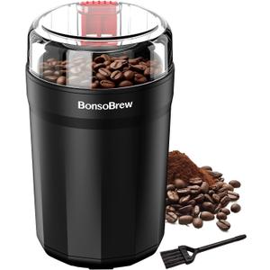 Electric Coffee Grinder, 180W Coffee and Spice Grinder for Coffee Beans, Herbs, Grains, Seeds - One Touch Safety Lid with Stainless Steel Blades - 2.5oz Capacity Includes Cleaning Brush
