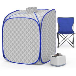 Portable Steam Sauna at Home, 9 Levels Heating, Sauna Tent for Home with Steamer and Folding Chair, Sauna for Relaxation, Detoxification, Spa
