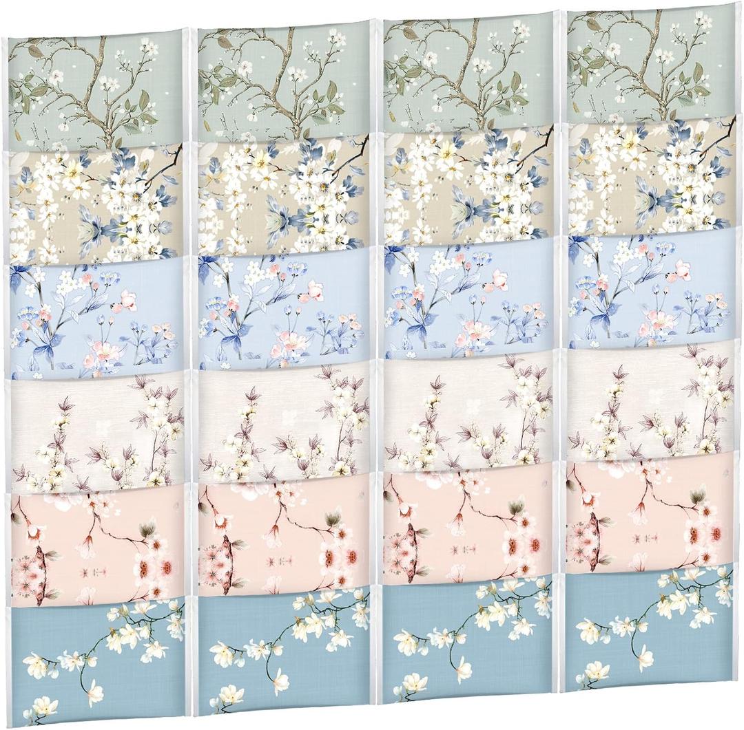 24 Packs Travel Size Tissue Pocket Slim Pack Facial 3 Ply Wallet Size Pocket Tissues for Travel Wedding Party Favors, 6 Styles(Colored Flowers)