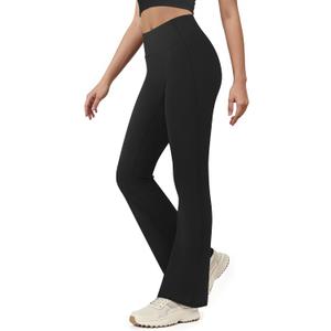 Yoga Pants for Women High Waisted Flare Leggings Bell Bottom Leggings Front Seamless Flared Workout Pants Tummy Control (Medium, Black)