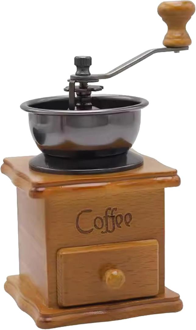 Manual Bean Grinder - Vintage Rough Wood Style Ceramic Grinding Core Manual Coffee Grinder Portable Coffee Grinder