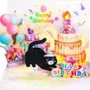 Birthday Cards, Cute Cat MUSIC & LIGHTS & BLOWABLE CANDLE Funny Pop up Happy Birthday Card, Birthday Gifts for Women Men Cat Lover Mom or Dad