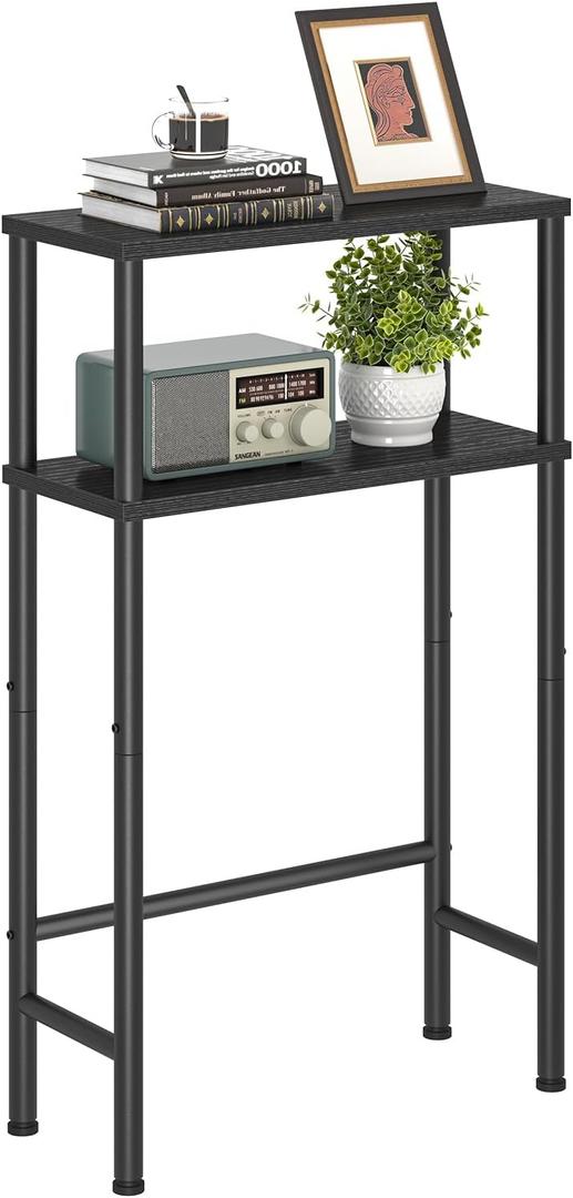Narrow Console Table, 15.7" Small Entryway Table, 2-Tier Sofa Table with Storage, Skinny Console Tables for Entryway, Hallway, Bedroom, Living Room, Foyer, Black (Standard)