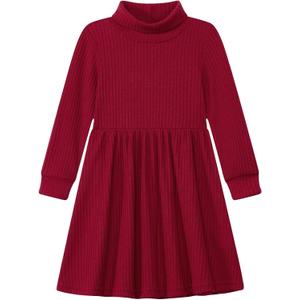 Vieille Toddler Baby Girls Fall Clothes Soft Knit Turtleneck Sweater Dress Long Sleeve Winter Outfits 2-6 Years