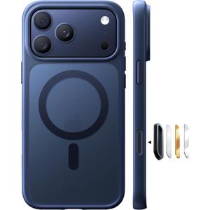 TORRAS Stronger Magnetic & Shockproof for iPhone 17 Pro Max Case, Fit for MagSafe, Mil-Grade Drop Protection, Camera Control, DIY Button, Slim for iPhone 17 Pro Max Phone Case Translucent Deep Blue
