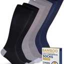 Pembrook Bamboo Viscose Light Compression Socks - 3 Pairs | 8-15 mmHg Compression Socks Women and Men | Soreness, Varicose Veins, Edema | Black, Grey, Navy
