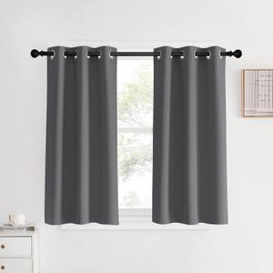 NICETOWN Blackout Curtains & Drapes for Bedroom, Grey, W34 x L40, Set of 2, Triple Weave Grommet Top Thermal Insulated Light Blocking Panels for Bathroom/Living Room