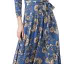 Aphratti Womens 3/4 Sleeve V Neck Faux Wrap Maxi Dress Summer Casual Beach (L)