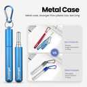 Ecoangel Cruise Ship Essentials,4-Pack reusable Collapsible Stainless Steel Drinking Straws with Aluminum Case, Cleaning Brush, and Keychains-Silver, Blue, Red, Green