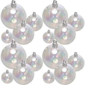 18Pcs Iridescent Ornaments Balls Clear Plastic Ornaments Halloween Transparent Balls DIY Cauldron Baubles Christmas Tree Home Party Decor (18)