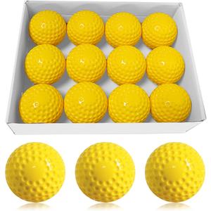 Bkkack Pitching Machine Baseballs - 12 Pack Yellow Dimpled Baseballs, 9-Inch for Hitting and Fielding Practice
