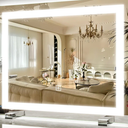 ROLOVE 22x20 Inch Lighted Vanity Mirror, 3-Mode Touch Dimming LED Lighting, Large Makeup Mirror for Dressing Room, Tabletop or Wall-Mounted, White