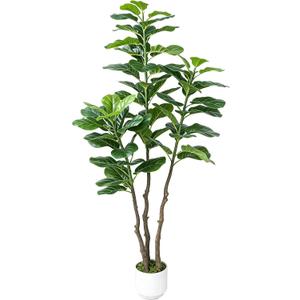 5FT Faux Fiddle Leaf Fig Tree with White Planter, Indoor Plant