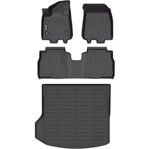 AIPOIL Floor Mats & Cargo Liner Set for 2024 2025 Chevy Equinox EV All Weather Protection TPE Anti-Slip Automotive Full Set Custom Chevrolet Equinox EV Car Mats Accessories - Black