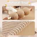 Extra-Larger Sisal Cat Scratcher Bed with Ball, 3-in-1 Cat Scratching Pad with Hammock, Natural Sisal with Solid Wood Frame Cat Scratch Post for Indoor Cats Lounger & Sleep & Scratch
