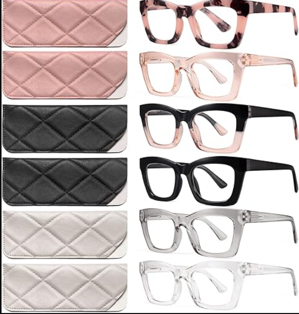 CCVOO Stylish Reading Glasses for Women, Eyeglasses, Blue Light Readers for Women, Computer Eye Glasses, Cheaters +2.0