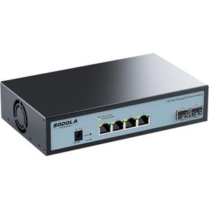 SODOLA 6 Port 10G Easy Web Managed Switch,4X 10G RJ45 + 2X 10G SFP+ Ports - Link Aggregation, QoS,VLAN,IGMP, 10G Switch for Network Management