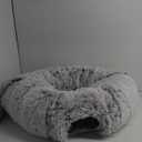 CLKHOWL Cat Tunnel Bed for Indoor Cats - Cute Cat Donut Tunnel with Washable Circle Cushion, Round Pet Play Toy for Kitten/Puppy/Rabbit, Grey