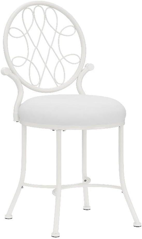 Hillsdale O'Malley Vanity Stool with Spiral Pattern Design, White, 34h X 16w X 19.25d