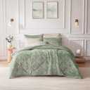 Felicia All Season Reversible Velvet Comforters - Twin/Twin XL, Diamond Quilted, Microfiber, Green 3 Piece Set