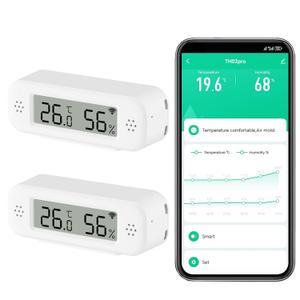 Smart Digital Thermometer Hygrometer, WiFi Indoor Temperature Humidity Sensor with App Alerts, Mini Room Temperature Meter with Data Storage and Export, Compatible with Alexa. 2PCS