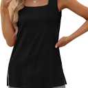XIEERDUO Summer Tank Tops for Women Square Neck Loose Fit Casual Fashion Flowy Sleeveless, Small