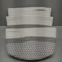 3 Pcs Cotton Rope Plant Basket with Plastic Liner Rustic Plant Basket Planters Modern Woven Decorative Pots for Home Flower Indoor Storage Decor, 7.5 x 6.5 Inches(White, Gray)