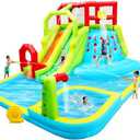 WELLFUNTIME Inflatable Water Slide Park, Bouncy Castle with Deep Pool, 191 x 157.5 x 100 Inch, Jumping Castle with Air Blower