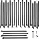 24 Pack 1-3/8'' Chain Link Fence Extension, 30'' Fence Extension Height, Galvanized Post Extender for Dogs and Privacy (Black)