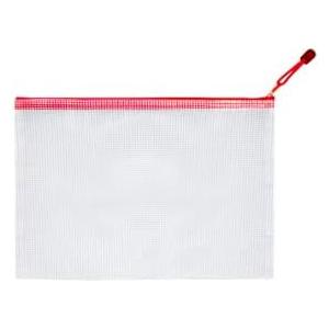 HLDInie Mesh Zipper Pouch Bag,A3 Zipper Bag for Organizing Storage, Waterproof Zipper Pouch, 17" x 12"/44cm x 32cm, File Bag for School and Office Supplies (Red),2pct