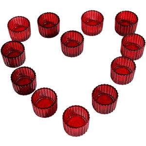 VOHO Red Candle Holders for Table Centerpiece, Tealight Candle Holder Set of 12 for Small Tealight Candles, Glass Votive Candle Holders for Her Valentine Christmas(2 x 1.4 Inch)