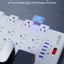 10Ft Extension Cord with Multiple Outlets, SUPERDANNY Surge Protector Power Strip (1875W/15A), 22 AC Outlets and 6 USB Charging Ports, Wall Mountable for Home, Office, Gaming Room, 2100 Joules, White