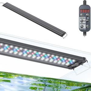 46W 24/7 Planted Aquarium LED Light for 48" to 54" Fish Tanks, Extendable Fish Tank Light with Timer & Full Spectrum (White/Blue/Red/Green), D/N Mode, Dimmable, Aquarium Grow Light for Plants