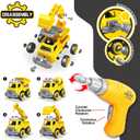 4-in-1 Take Apart Car Toys for Boys, DIY Engineering Construction Truck Toy Vehicle - Dump Truck, Cement Mixer, Excavator, Crane, Kids Building Educational Toy Gift for Age 3 4 5 6 7 8 Year Old Girls