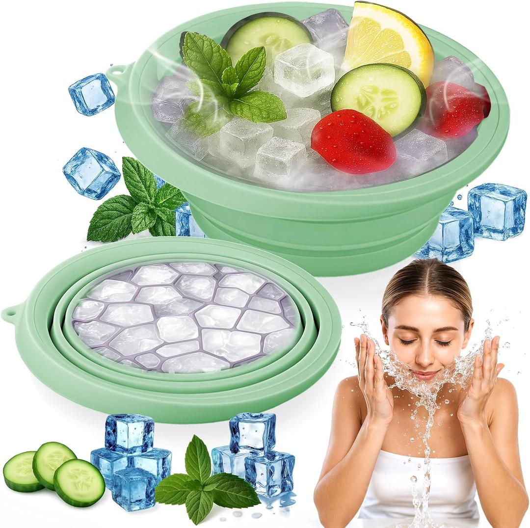 Pack Of 2 SaporeArt Ice Face Bowl, Upgraded Wider & Deeper Collapsible Silicone Facial Ice Bath Bowl with BuiltIn Ice Mold, Soothes Puffiness & Redness, Ideal for Home and Travel Pack Of 2 SaporeArt Ice Face Bowl, Upgraded Wider & Deeper Collapsible Silicone Facial Ice Bath Bowl with BuiltIn Ice Mold, Soothes Puffiness & Redness, Ideal for Home and Travel