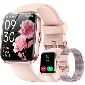 Smart Watches for Women, 1.85" HD Alexa Smart Watch for Android Phones & iPhones with Calls/Messages/Reminders, 3ATM 120+ Sport Modes Fitness Tracker Watch for Women with Heart Rate/Sleep/SpO2 Monitor (Pink)