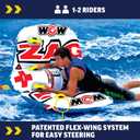 Wow Sports Zig Zag Towable Inflatable Tube for Boating - 1 to 2 Person Towable - Steerable Tubes for Boating, 60x54-Inch