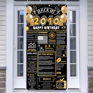 Back In 2010 Gold and Black 16th Birthday Decorations Happy 16th Birthday Banner Backdrop Vintage Birthday 16 Years Ago Theme Decor 16th Gifts for Boy and Girl 16th Birthday Party Supplies