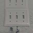 CML Classic Triple Toggle Switch Wall Plate, 3-Gang Outlet Cover, 2 Pack, Vintage Retro Wood Grain Design Beadboard Wallplate, Impact Resistant, Standard Size 6.87X 4.87, White