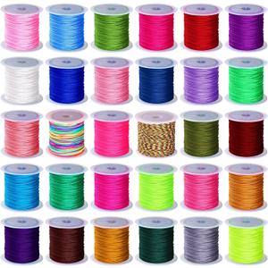 30 Rolls 30 Colors 0.8mm Chinese Knotting Cord Nylon Beading String Macrame Nylon Cord Mixed Beading Thread for Kumihimo Friendship Bracelet Jewelry Making Ornaments, 656 Yards