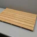 Large Natural Bamboo Bath Mat  Non-Slip Design Sauna Floor Mat, Secure Grip Pads, Water-Resistant Coating, Durable for Indoor/Outdoor Use, Bamboo Decor