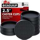 Furniture Coasters, 8PCS 2.5" Furniture Caster Cups for Hardwood Floors, Rubber Furniture Pads Non Slip Furniture Grippers, Bed Couch Stoppers to Prevent Sliding - Protect All Types of Flooring, Black