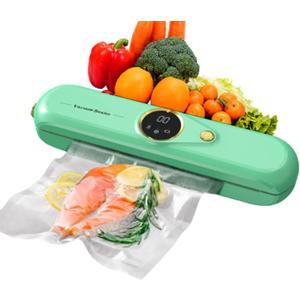 Vacuum Sealer Machine, Seal System for Dry & Wet Foods, One-Touch Operation, Space-Saving Portable Design Perfect for Home Kitchen, Includes 3 Free Storage Bags, Green
