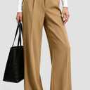 Agenlulu Women's Wide Leg Dress Pants High Waisted Strechy Straight Leg Pants Business Casual Pull On Office Work Slacks (Brown, L)
