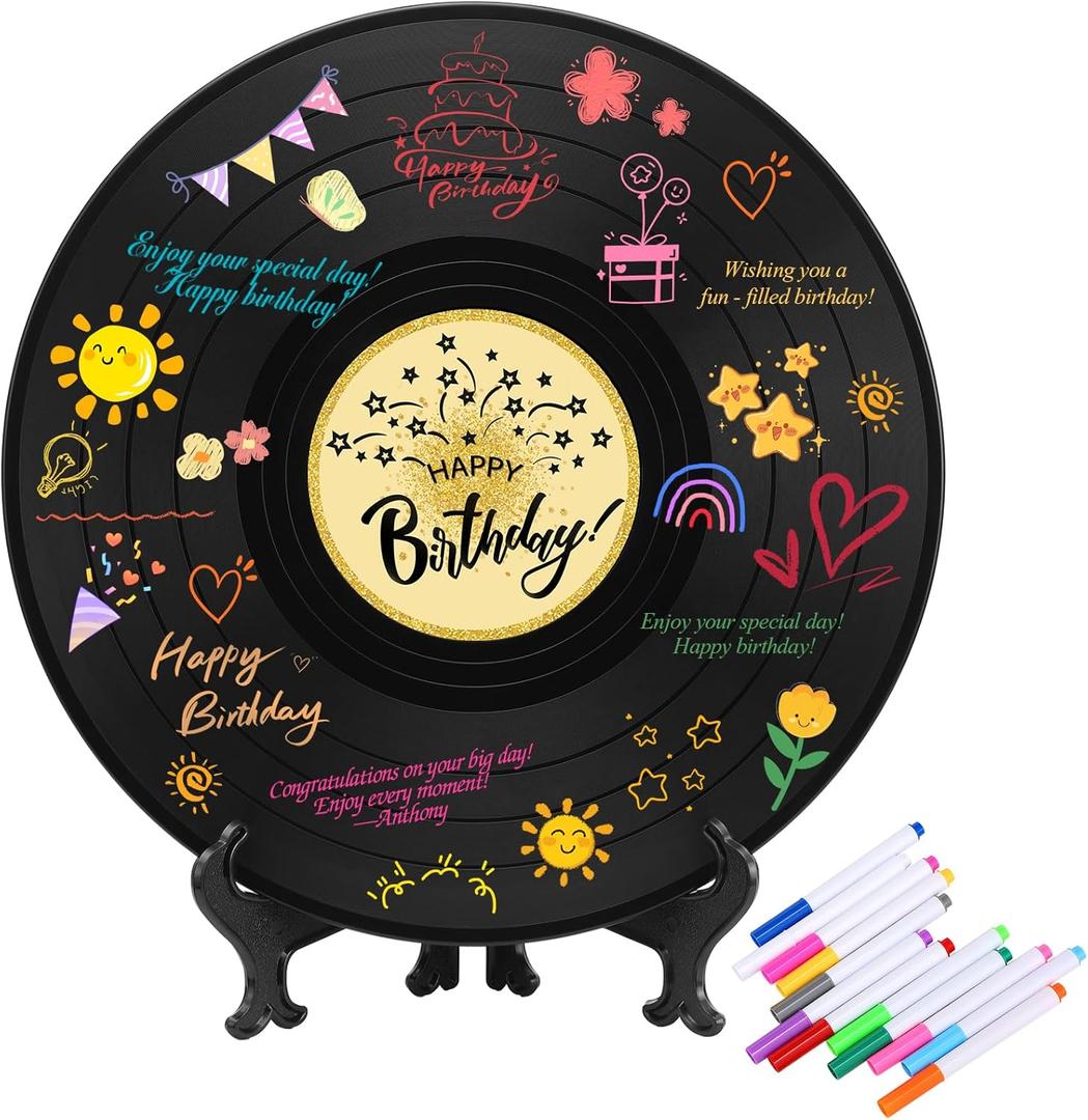 Sweet 16 Party Decorations Vinyl Record 11.8"X11.8", 16th Birthday Decorations, Birthday Guest Book Alternative, Sweet 16 Sign, Poster Record Decor,Great Gifts for Girls or Boys (Birthday Star)