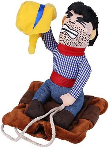 Fdit Pet Dog Costume Funny Cowboy Clothes Dogs Outfit Knight Clothes with Doll and Hat for Halloween Cosplay Party(L)