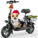 Gyroor Adults Electric Scooter with Large Middle Basket, 550W Motor 18.6 MPH 20 Mile Distance, Foldable E-Scooter with seat for Pets & Cargo