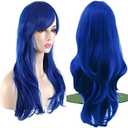 Akstore 28 inch Fashion Wigs Long Wavy Curly Hair Cosplay Wig (Blue)
