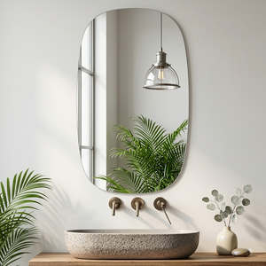 yuzeyurun 36"×24" Frameless Bathroom Mirror, Tempered Glass Wall Mirror, HD Vanity Mirror for Entryway, Living Room & Home Decor, Polished Rounded Edges, 1/ 5" Thick